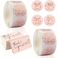 Pink and Gold Thank You Cards with Stickers Set for Retail Packaging