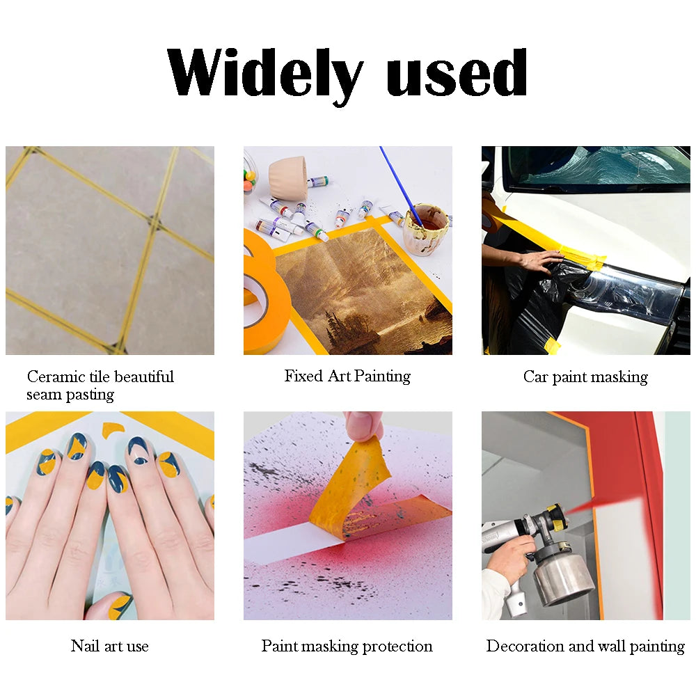 yellow Adhesive Masking Tape | Textured Paper for Car Paint & Decorationting Model Tool