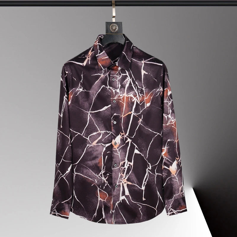 Men's Long-Sleeve 3D Print Fashion Shirt - Soft Fabric Loose Fit Casual Top