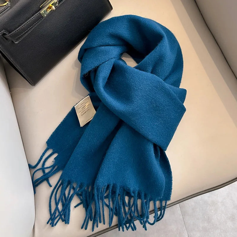 Winter Narrow Scarf 28 Color 100% Wool Scarf Hot Selling Solid Color Scarf Men's and Women's Universal Warm and Cold proof Scarf - trendingshoping.com