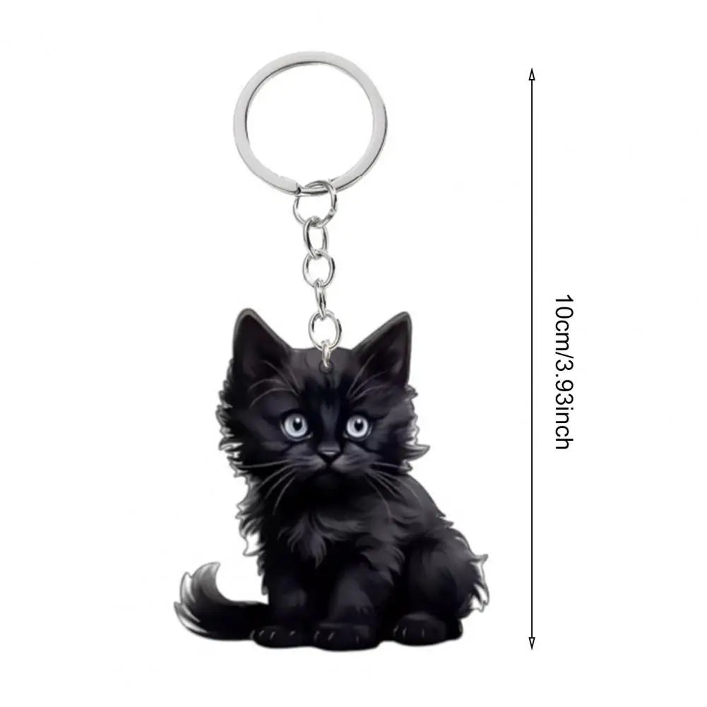 Cat Accessory for Car Keychain Double Acrylic Pet Hanging Decoration Mirror Wind