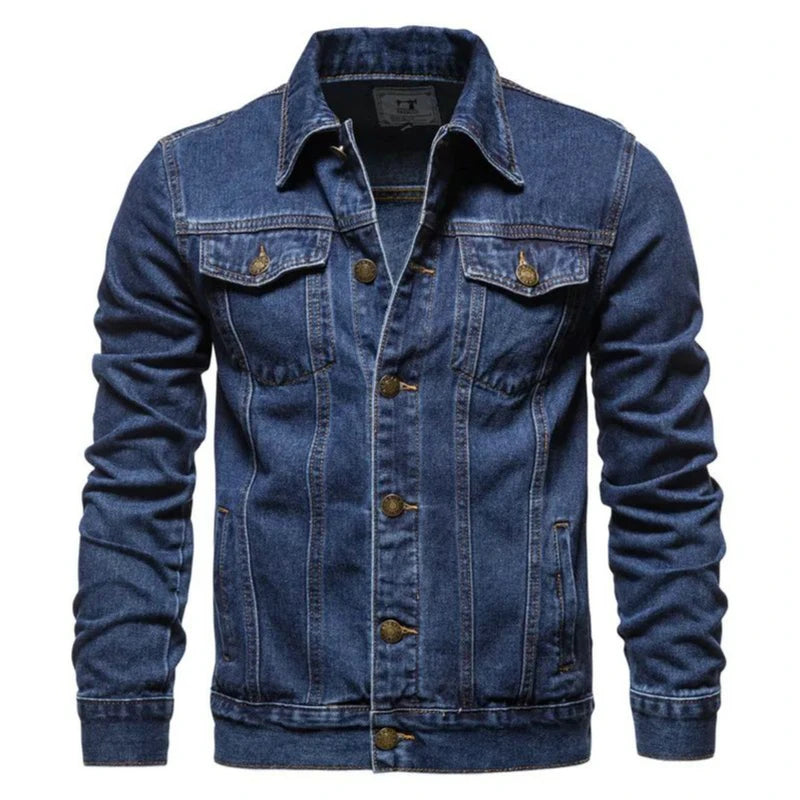 New Autumn Men Casual Workwear Denim Jacket Loose Fit Solid