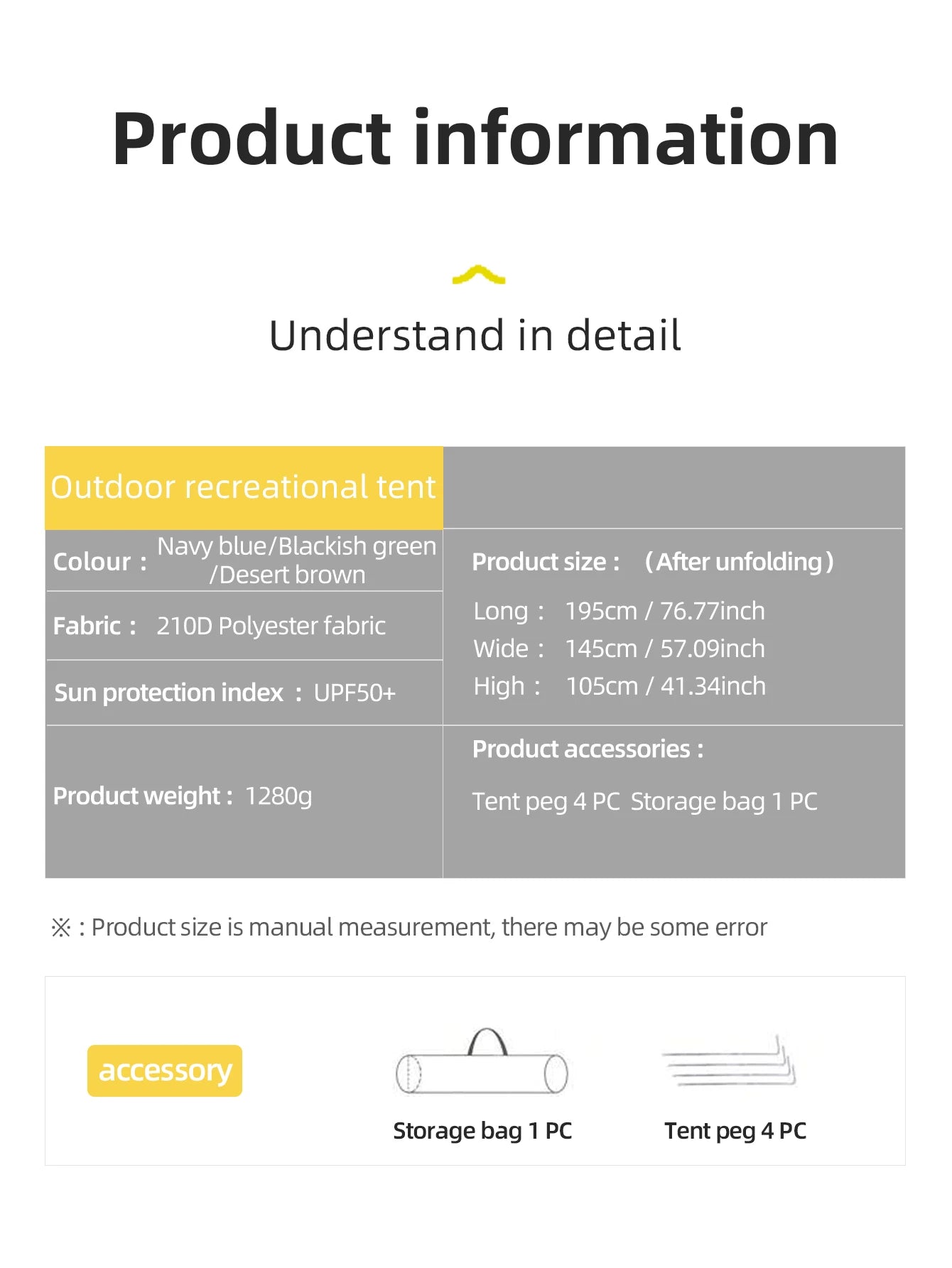 Outdoor Camping Tent Portable Hand Built Windproof Rain Sun Protection Hiking Tent For Couples And Children Double Bed Use