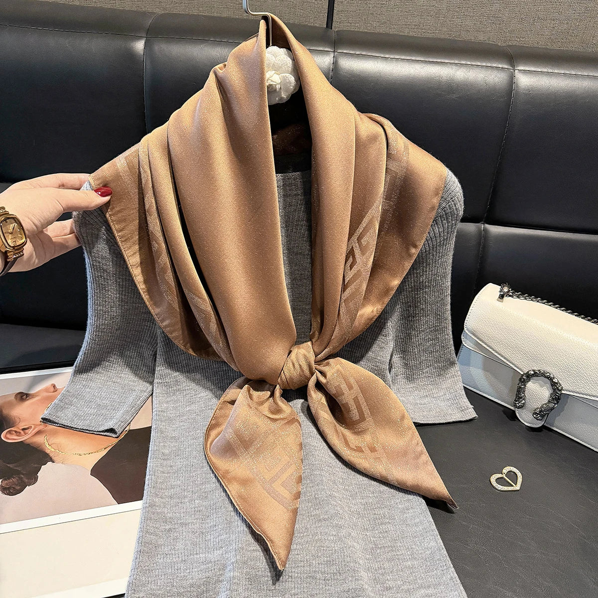 2025 Latest Spring and Autumn Women's Fashion Hijab Silky Muslim Square Sun Protection Shawl Luxury Brand Soft Female Scarf