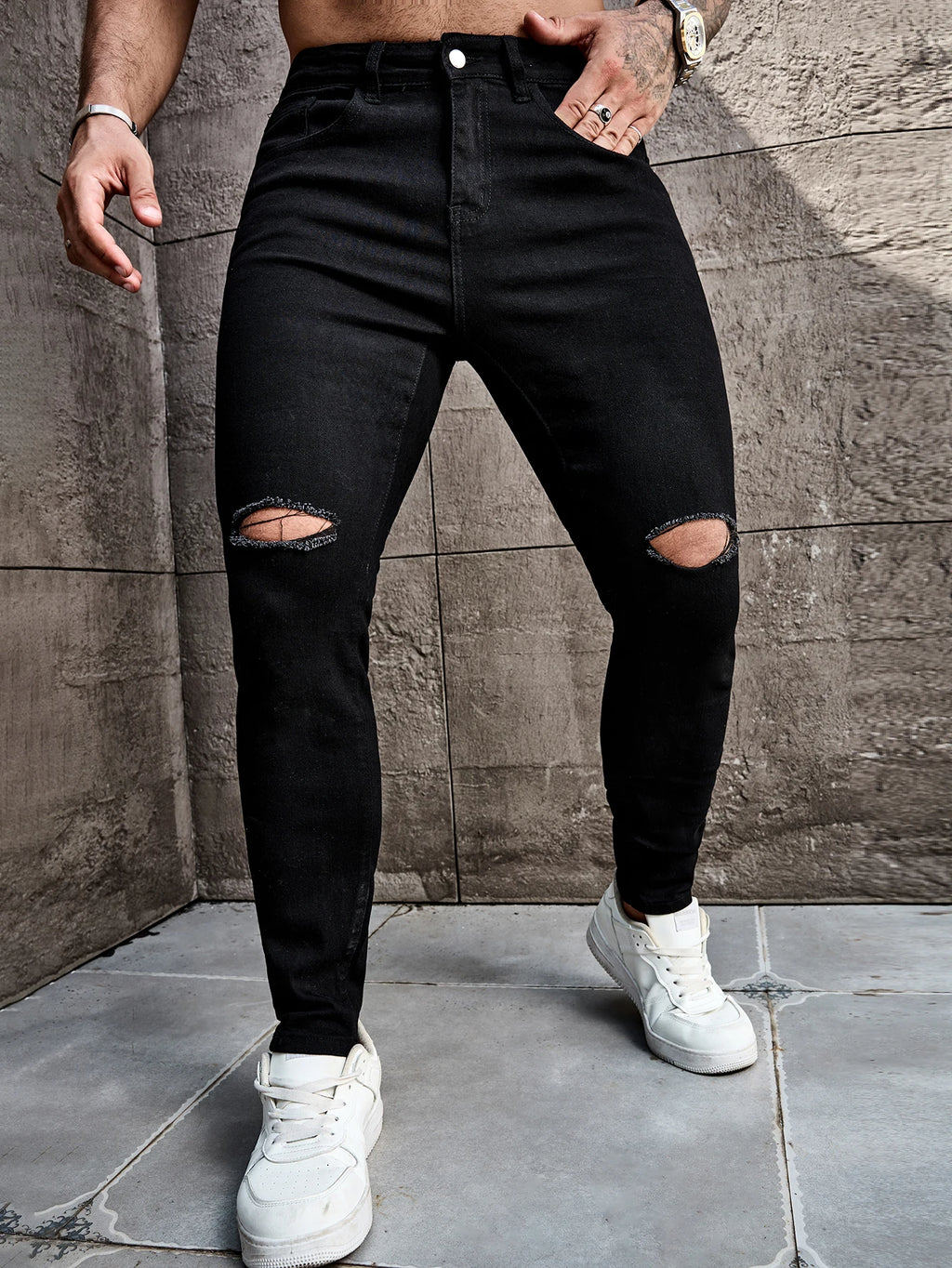 Men's skinny ripped jeans