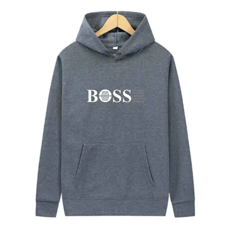 Boss Men’s Hooded Sweatshirt for Outdoor Sports & Jogging – Casual Streetwear, Spring Wear