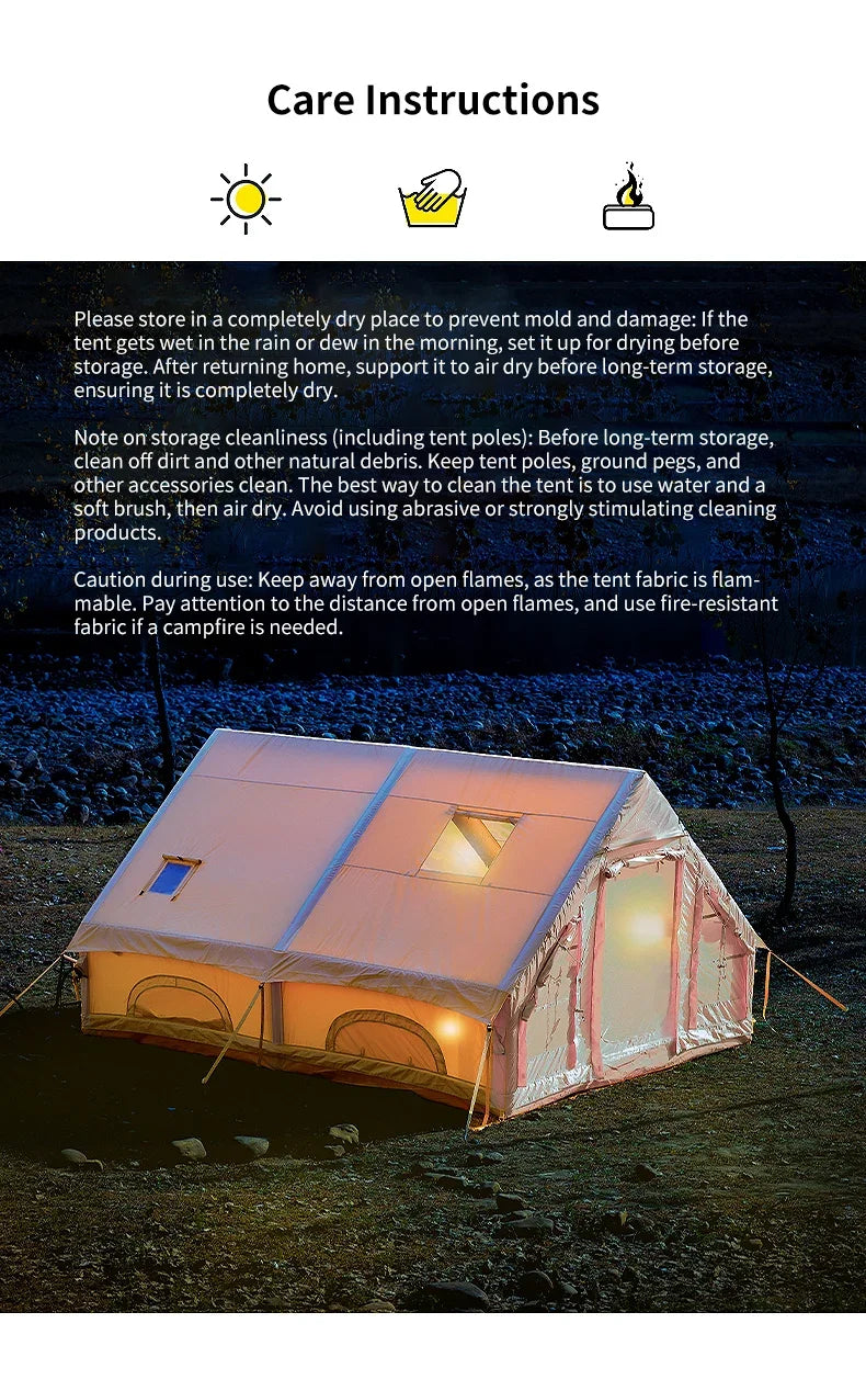 Large Inflatable Camping Tent Outdoor Overnight Shelter Complete Equipment Set With Sun Protection Rain Protection