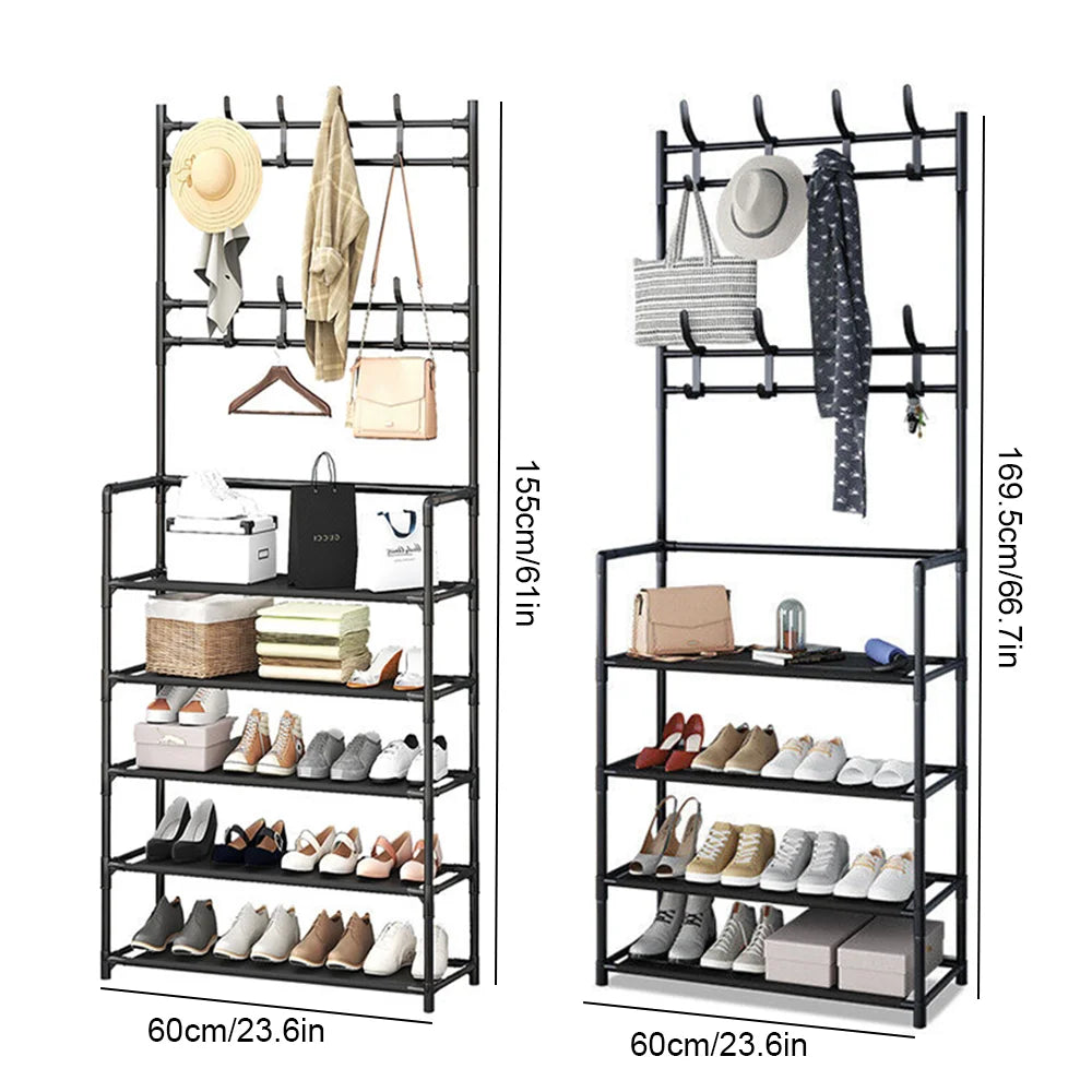 Shoe Hat Rack Clothes Hanger Multi-Layer Shoe Rack Doorway Organizer Floor-Standing Storage Rack