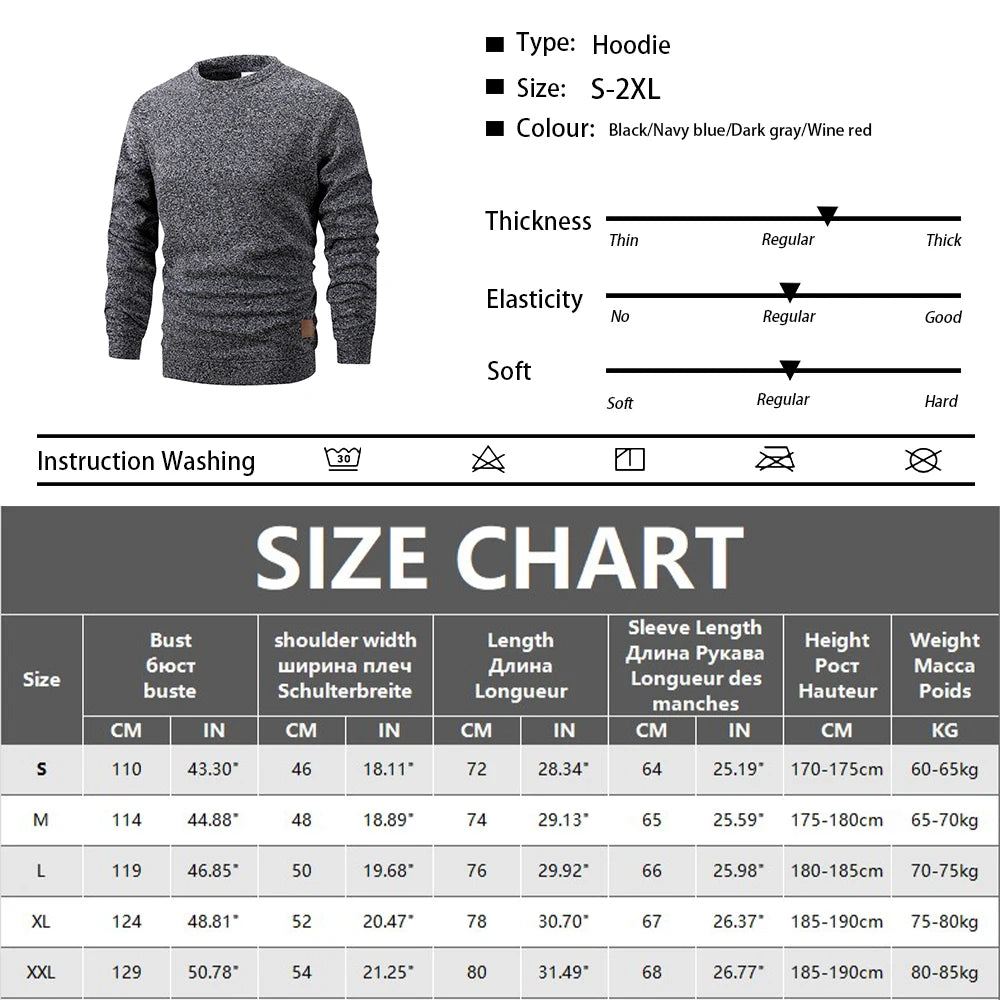 Men’s Long Sleeve Crew Neck Sweater Basic Pullover Autumn Warm Casual Sweatshirt