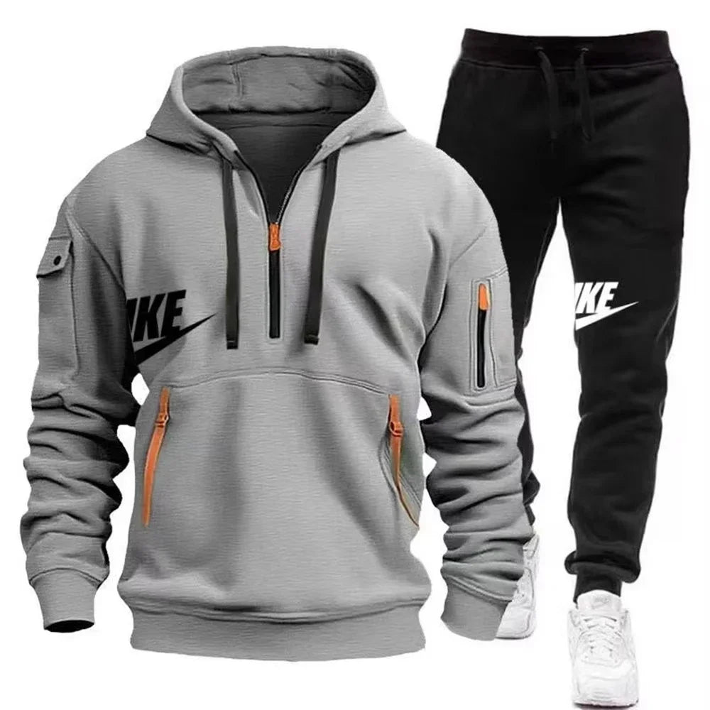 2026 New men's autumn and winter suit zipper hoodie + trousers suit casual men's sportswear