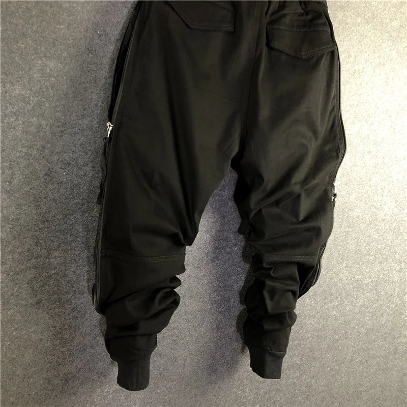 ARENS Men's Big & Tall Baggy Cargo Pants with Zipper Pockets - High Street Hip-Hop Overalls