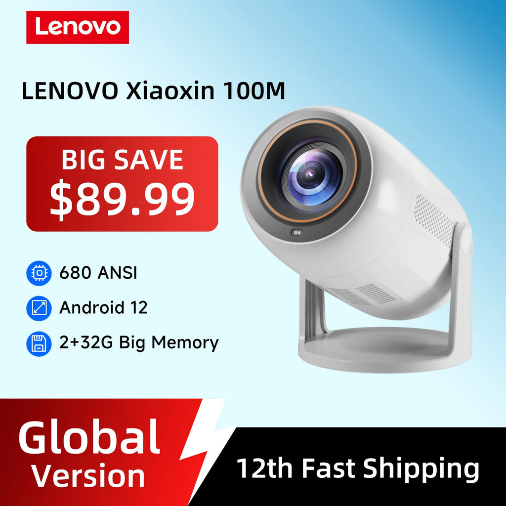 Lenovo 4K Android 12 Projector – Ultra HD Home Theater, WiFi 6 & Auto Focus - trendingshoping.com
