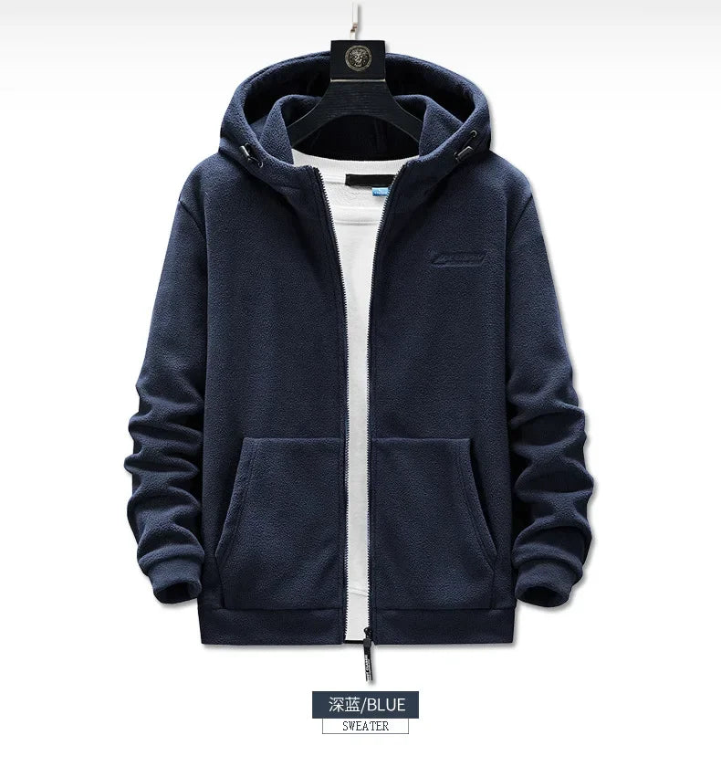 Men’s Heavyweight Fleece Hoodie Thick Lined Full Zip Outdoor Warm Jacket for Winter Unisex