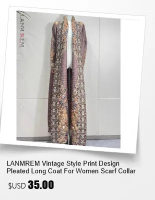 LANMREM Fashion Designer Print Pleated Windbreaker Women Scraf Collar Belt Gathered Waist Contrast Color 2024 New Coat 32C1261 - trendingshoping.com