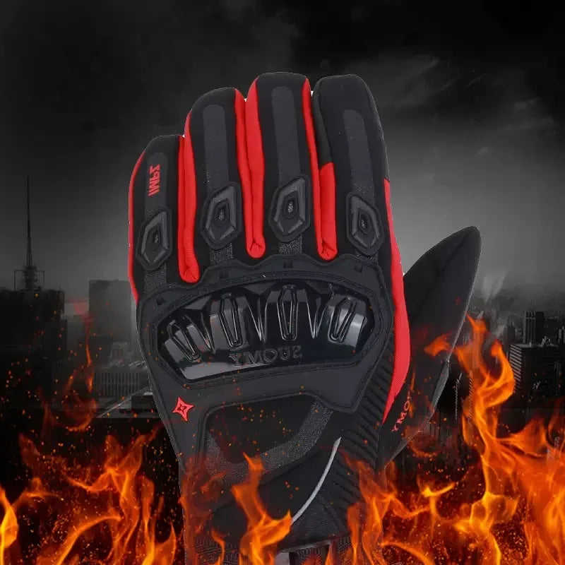 Motorcycle riding gloves are warm, waterproof, windproof, and anti fall in winter, with touch screens for electric bikes