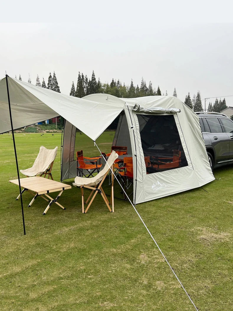 Lohascamping Portable Waterproof SUV Tail Car Docking Tent For 3 To 4 People Large Dome Sunshade Tunnel Style Tent