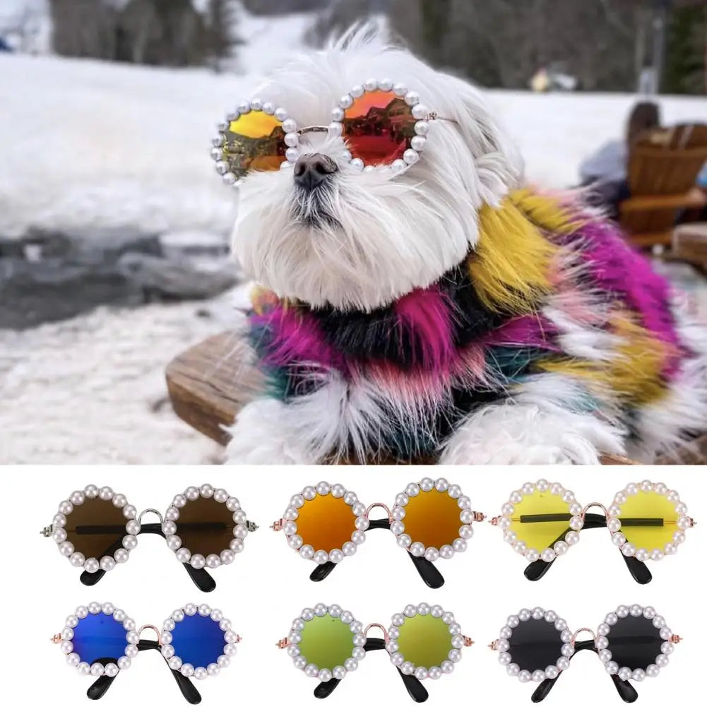 Pet Costume Sunglasses Faux Pearl Decor for Cats Dogs