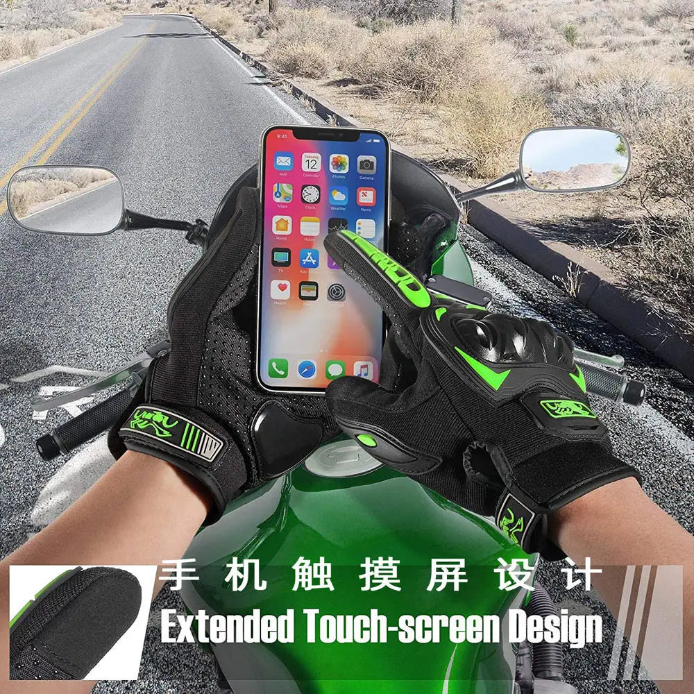 Professional Motorbike Gloves Mens Womens with Hard Knuckles Anti Slip Palm Touchscreen Design for Dirt Bike Riding