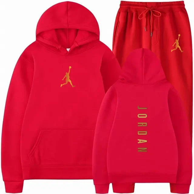 Men's Essential Winter Tracksuit - Heavyweight Solid Color Hoodie & Stretch Jogger Set - 2-Piece Urban Sportswear
