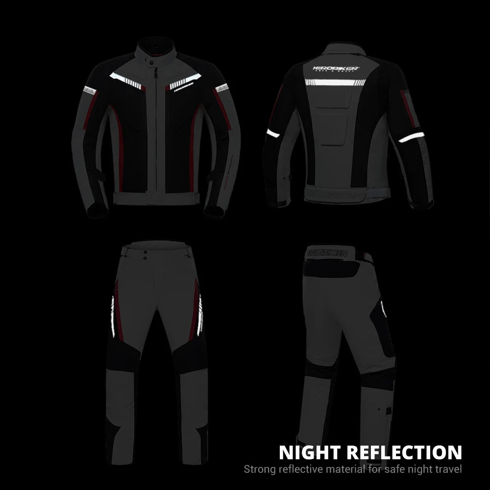 HEROBIKER Waterproof Motorcycle Jacket for Men Racing Jacket with Wearable Motorcycle Pants Moto Clothing and EVA Protection