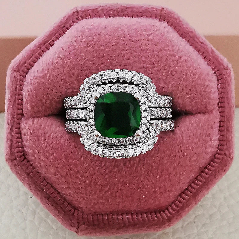 2025 Trend New Rose Gold Color silver color bride Engagement Wedding Ring Set of for Women Christmas Gift Dating Jewelry R4955 - trendingshoping.com