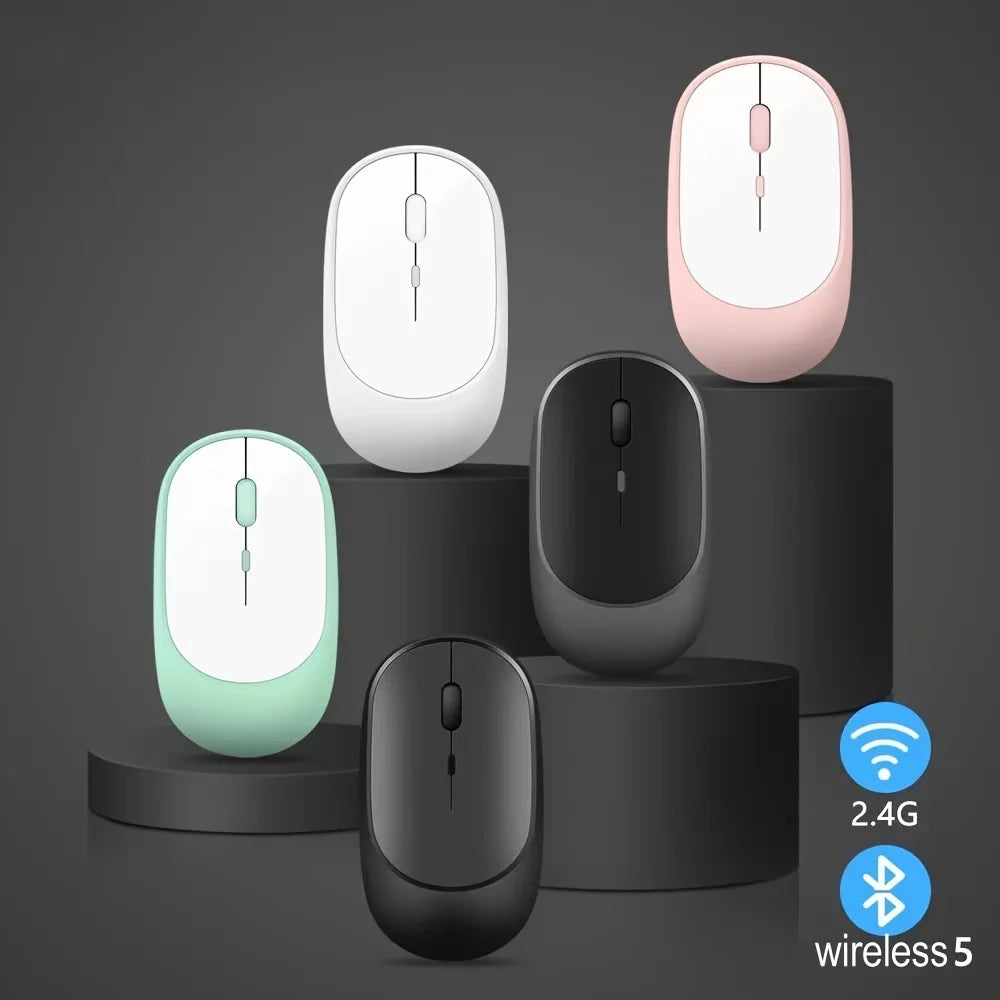 2.4G USB Wireless Mouse Rechargeable Dual Mode Bluetooth Mouse for Laptop Tablet PC MacBook
