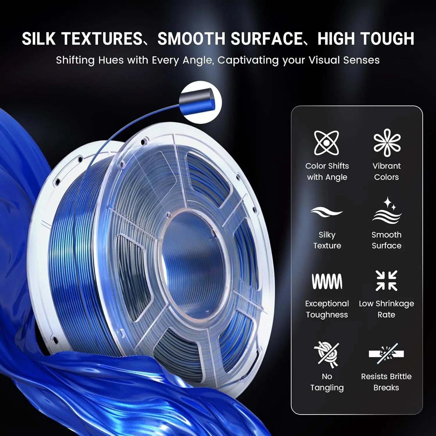 SUNLU SILK Dual &Triple Colors  3D Printer Filament 5KG 1kg/roll 1.75mm Dimensional Accuracy +/- 0.02 mm 2.2 LBS (1KG) Fast Ship - trendingshoping.com