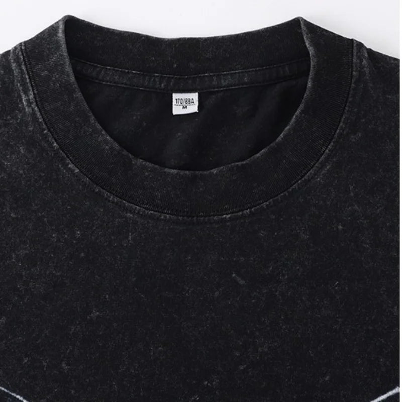 Men’s Oversized Gym T-Shirt Short Sleeve O-Neck Fitness Washed Acid Look Top High Quality 2025 Style