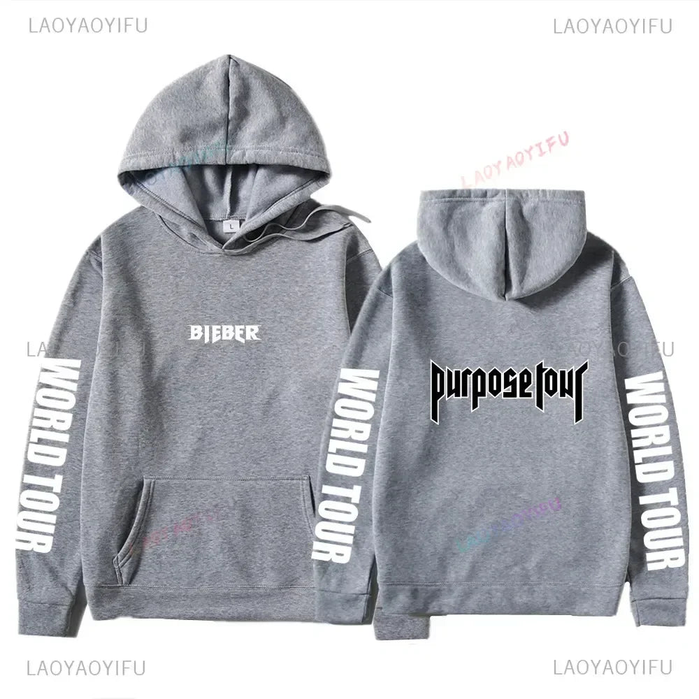 HoodiMen's & Women's Hoodie – Justin Bieber Purpose Tour Print, Hip Hop Streetwear Fleece Pullover, Warm Fashion Hoodye Sweatshirt