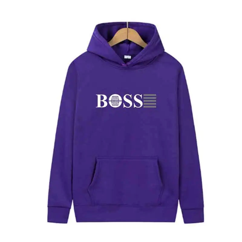 Boss Men’s Hooded Sweatshirt for Outdoor Sports & Jogging – Casual Streetwear, Spring Wear