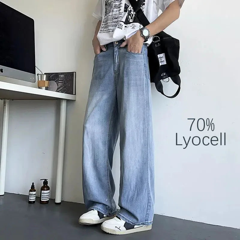 Mens Large Denim Jeans Baggy Fit Trousers for Men