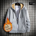Men Sherpa Lined Thermal Hoodie 2025 Winter Windproof Zip Up Streetwear Outerwear