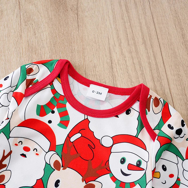 Newborn Christmas Baby Romper-- Red Santa print comfort long sleeve Unisex Baby Bodysuits 0-12 months Boy Girl Clothes Festivals