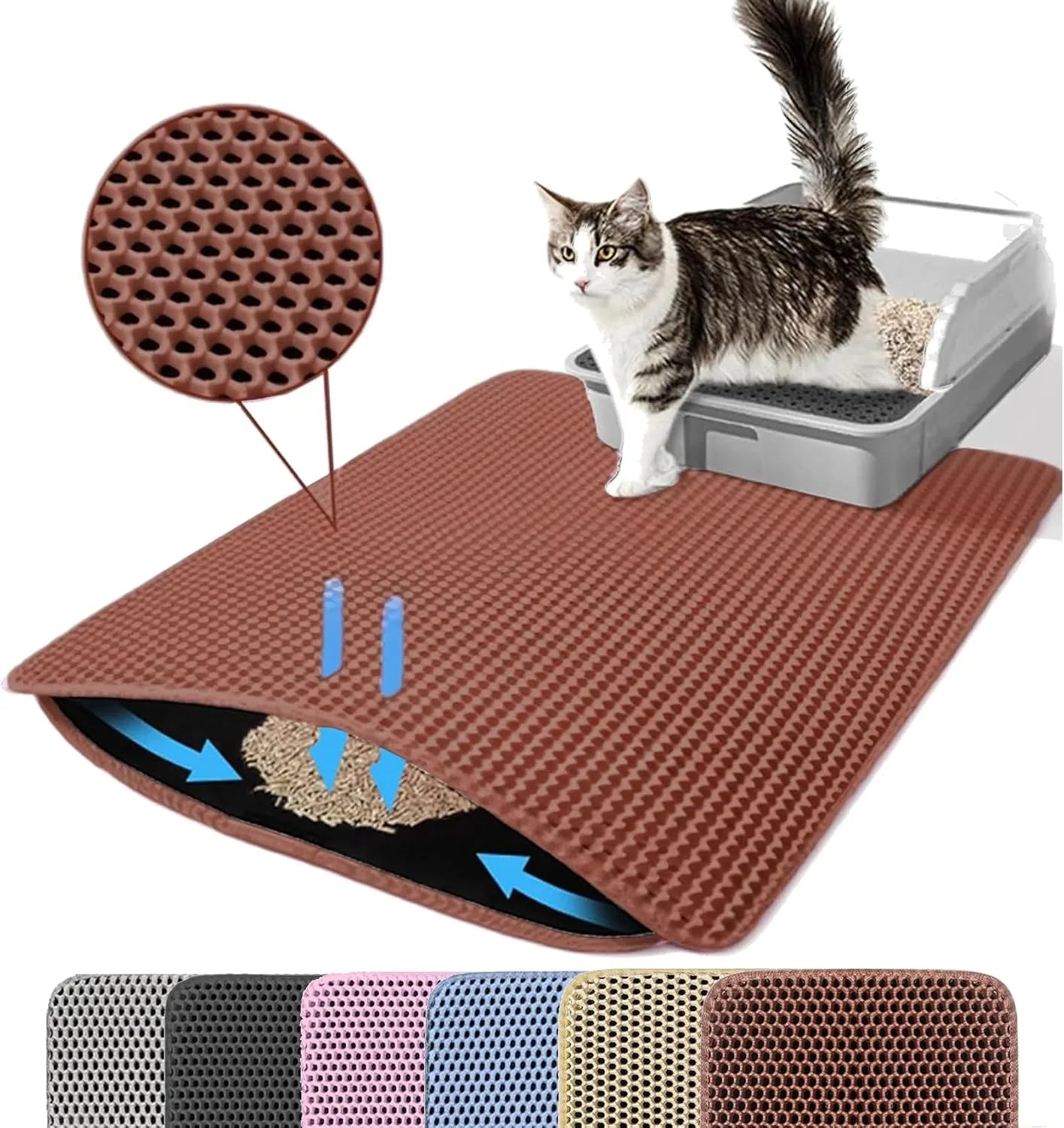 Double Layer Cat Litter Mat Non Slip Waterproof Wear Resistant Pet Mat