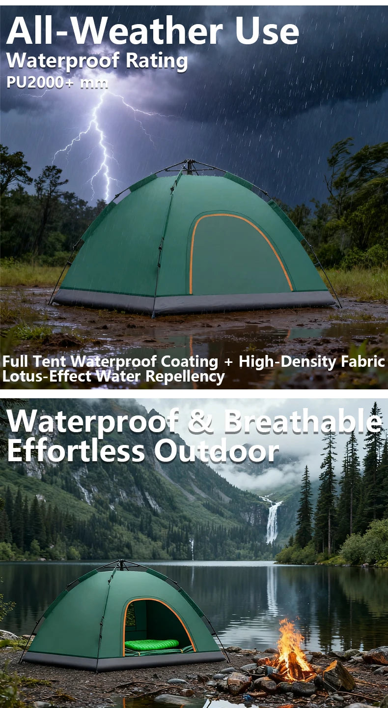 Outdoor Camping Tent Fully Automatic Quick Setup Foldable Double Layer For Overnight Stay