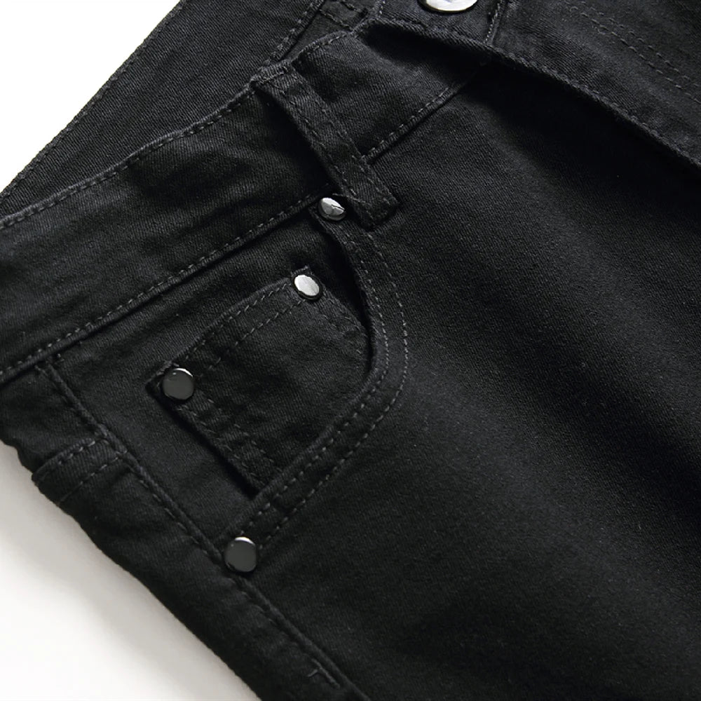 Jeans For Men Fashion Ripped Biker Skinny Denim Trousers High Street Slim Jogging Pants Homme