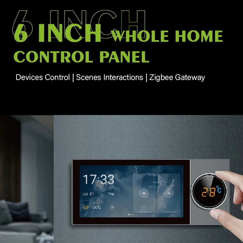 Tuya Smart Home Control Panel 6 Inch Touch Screen In Wall Central Control For Intelligent Devices Scene