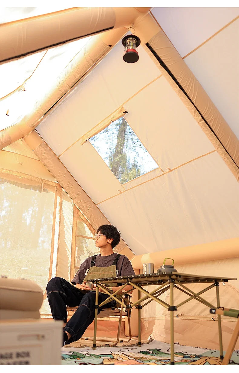 Large Inflatable Camping Tent Outdoor Overnight Shelter Complete Equipment Set With Sun Protection Rain Protection