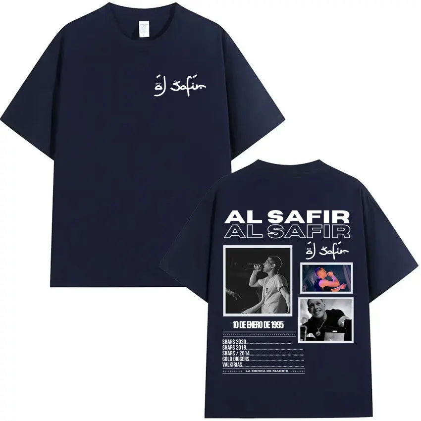Rapper Al Safir Tour Graphics Hip Hop Tshrit Mens Harajuku Clothing Oversized Tide T-shirts Gothic Casual Y2K T Shirt Streetwear