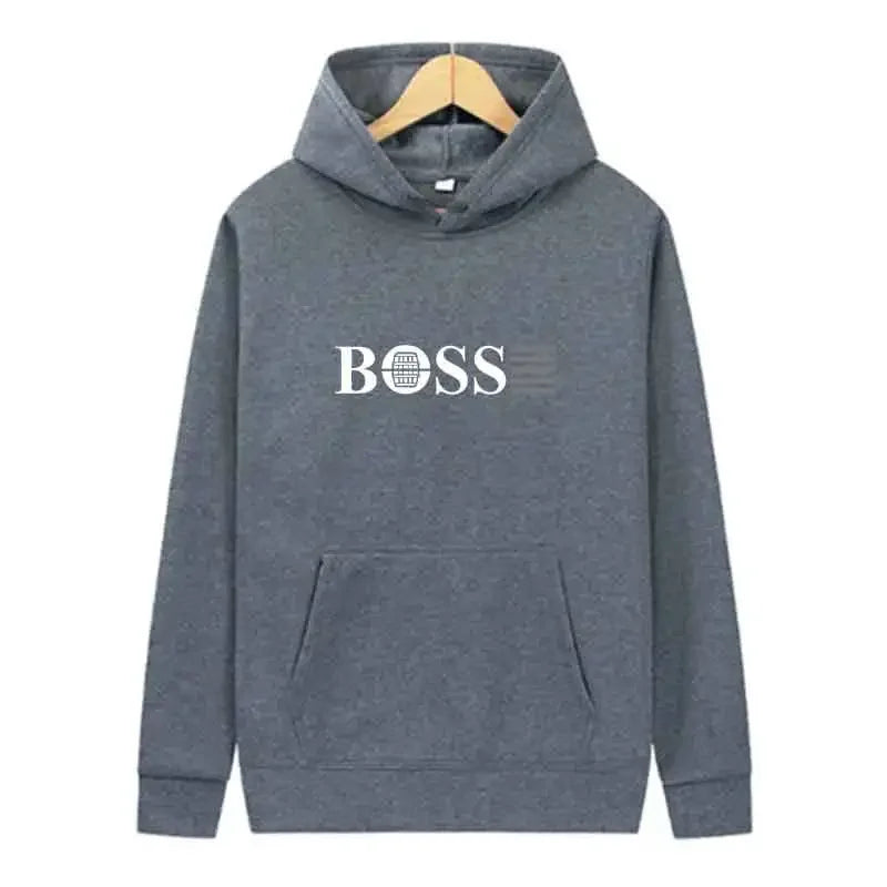 Boss Men’s Hooded Sweatshirt for Outdoor Sports & Jogging – Casual Streetwear, Spring Wear