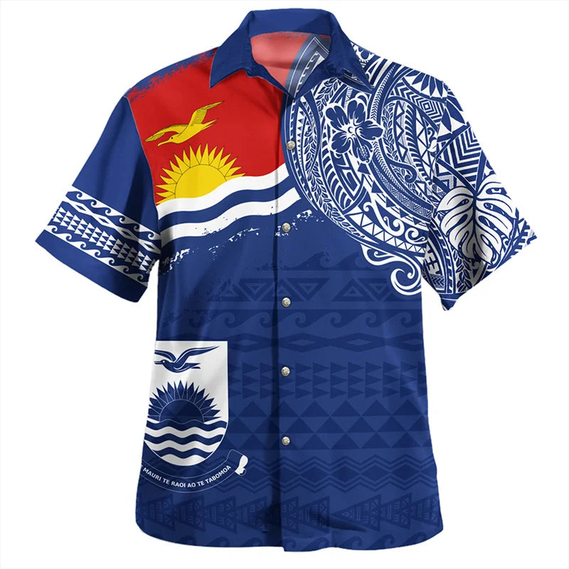 Men's Republic of Kiribati 3D Flag T-Shirt - Summer Harajuku Short Sleeve Top