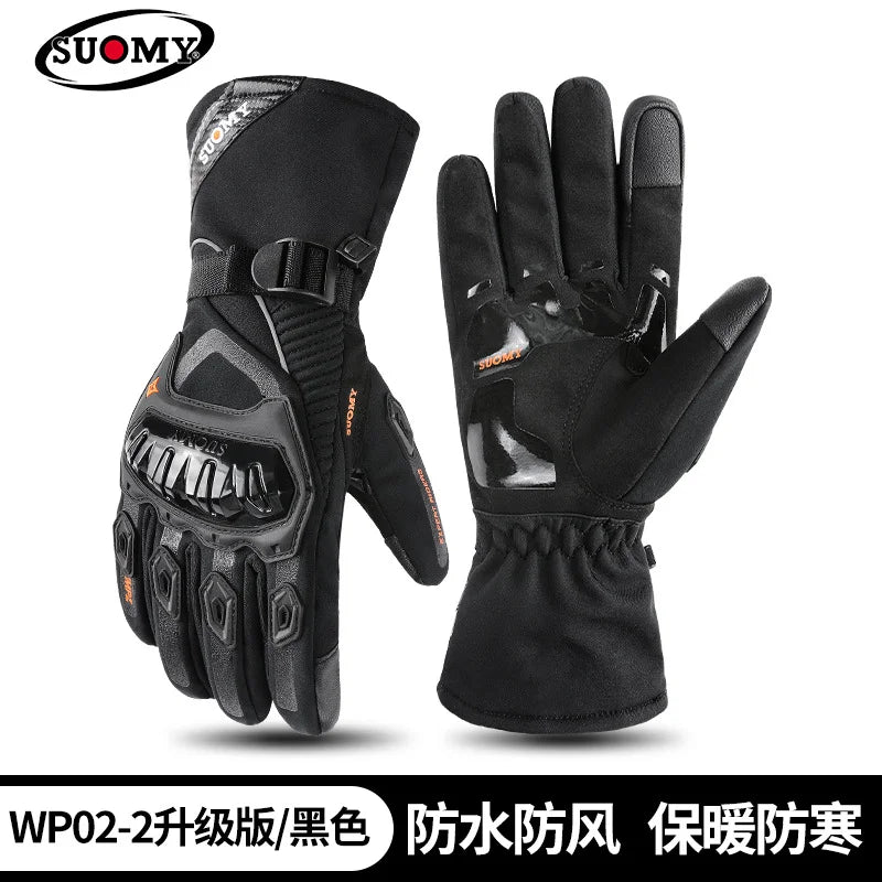 Motorcycle riding gloves are warm, waterproof, windproof, and anti fall in winter, with touch screens for electric bikes
