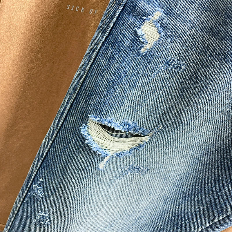 Ripped Jeans Men New Personality Fashion Vintage Blue Streetwear Baggy Denim Pants Casual Tapered Hole Frayed Trousers Male