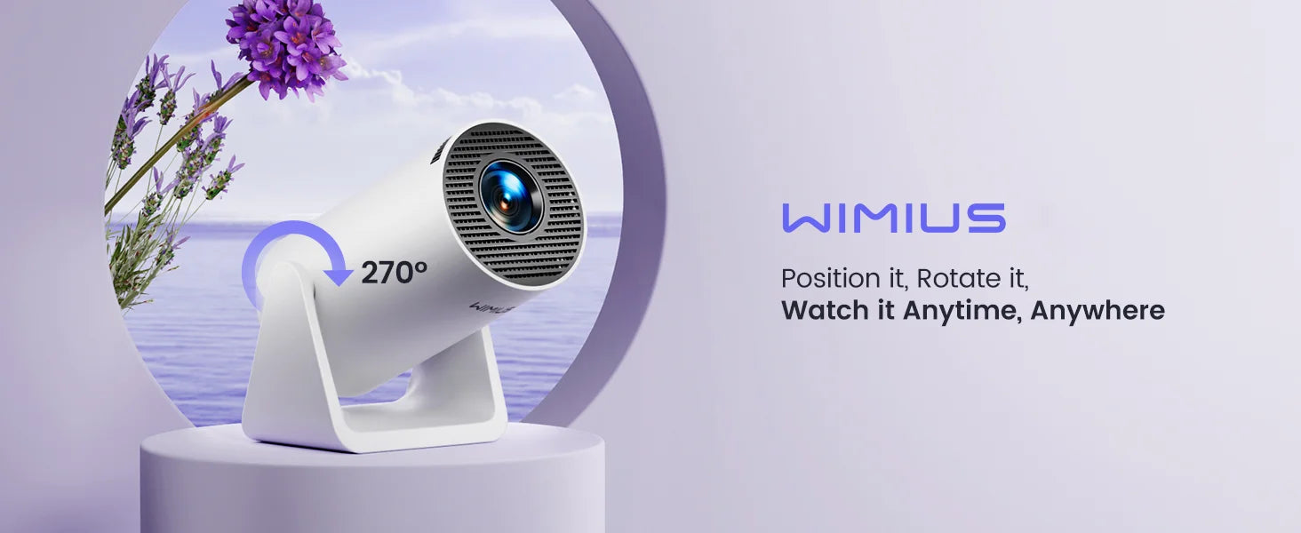 WiMiUS Mini Projector – 1080p Support, 400 ANSI, 5G WiFi & Bluetooth, Auto Keystone, 270° Rotating Bracket