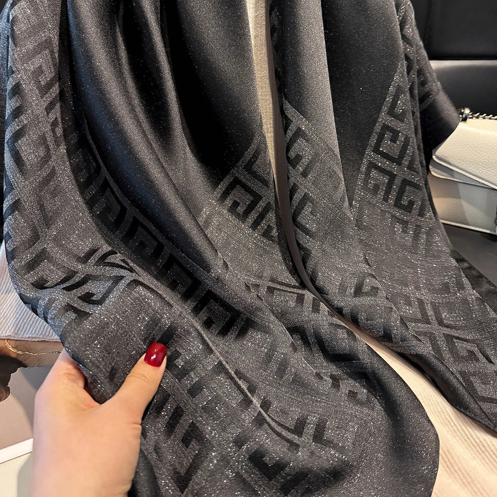 2025 Latest Spring and Autumn Women's Fashion Hijab Silky Muslim Square Sun Protection Shawl Luxury Brand Soft Female Scarf