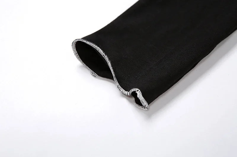 Patchwork Black T-shirts Gothic One Shoulder Sleeve Y2k Crop Tops Ruffles Hem Hip Hop Techwear Women Tees 2025