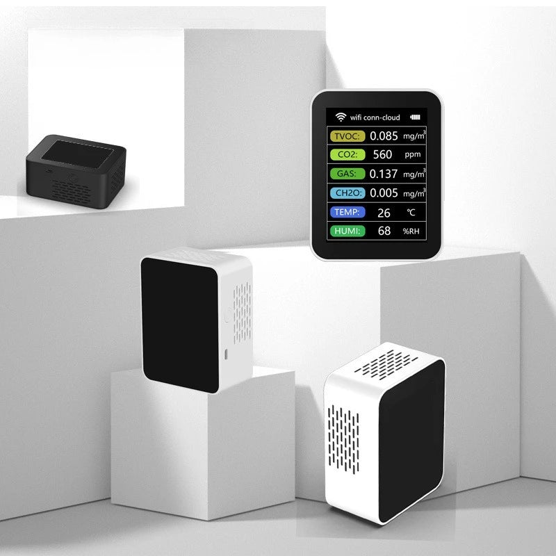 Smart Air Quality Monitor With Semiconductor Sensor For Home Office Real Time Detection PM2 5 CO2 Temperature Humidity