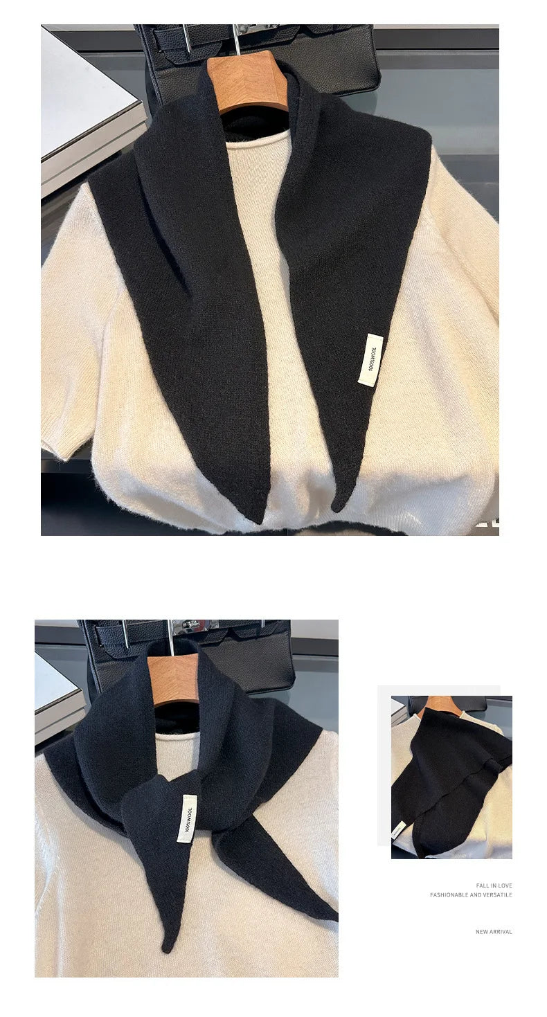 100% Wool Winter Scarf For Women Long Warm Cashmere Scarves Hijab Solid Lady Shawl Wrap Female Pashmina Bandana Head Scarfs New