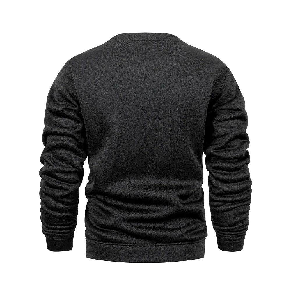 Men’s Casual Round Neck Sweatshirt Loose Fit Solid Color Long Sleeve Pullover