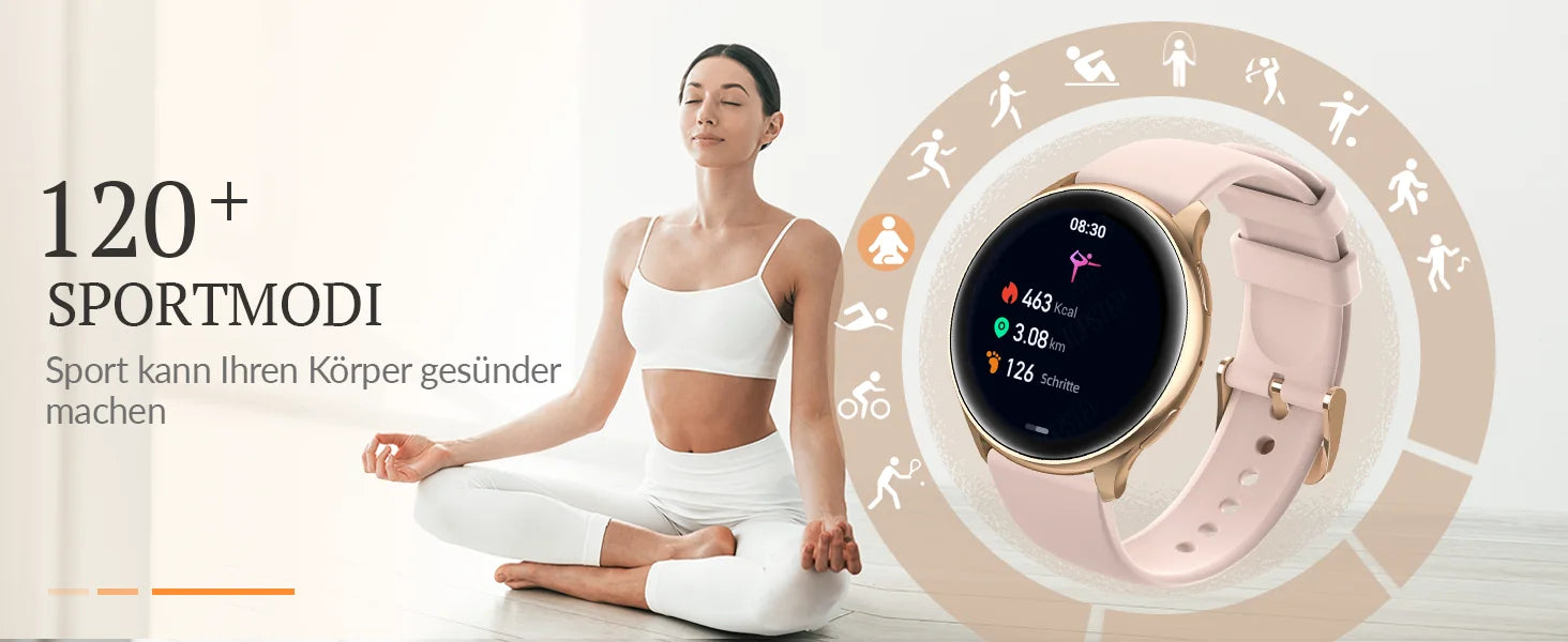 Smart Watch for Women – Always-On Display, IP67 Waterproof, Fitness Tracker with Sleep & Menstrual Cycle Monitoring – Black Gold